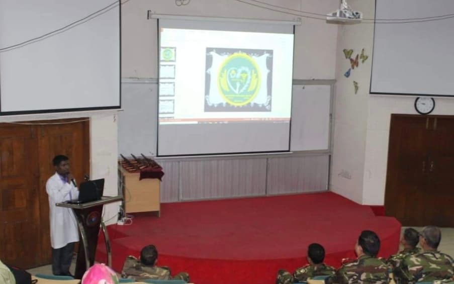 Founder President Dr. Mobarak Hossain giving presentation regarding DWT in the Armed Forces Medical College